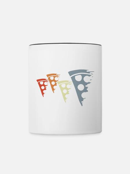 Retro Pizza Skizze - Tasse zweifarbig - Weiß/Schwarz