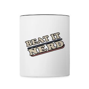 Beat it Nerd 18 - Contrasting Mug - white/black - Front