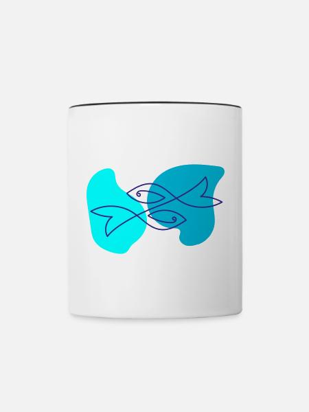 Fish One Line Drawing - Tasse zweifarbig - Weiß/Schwarz