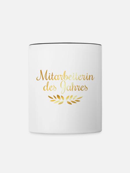 Mitarbeiterin des Jahres (Goldgelb) - Tasse zweifarbig - Weiß/Schwarz