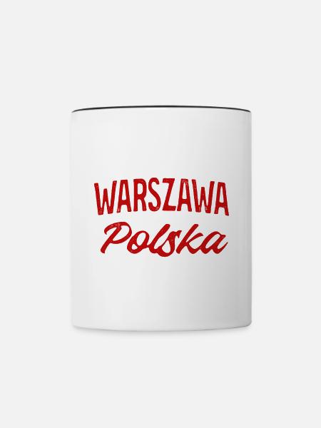 Warszawa Polska Retro Script - Tasse zweifarbig - Weiß/Schwarz
