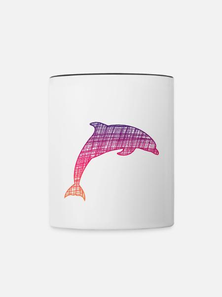 Delfi, Dolphin - Tasse zweifarbig - Weiß/Schwarz