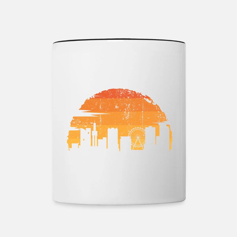 Silhouette d’horizon du coucher de soleil - Mug contrasté - blanc/noir