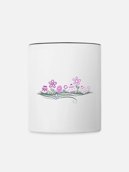 Ostern Ostereier im Gras - Tasse zweifarbig - Weiß/Schwarz