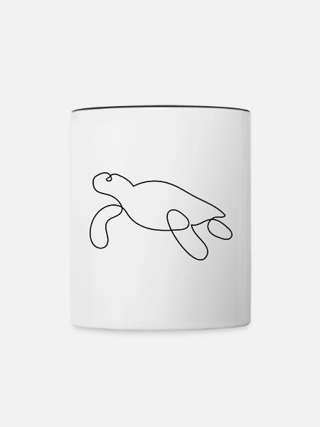 Schildkröte One-Line-Art - Tasse zweifarbig - Weiß/Schwarz