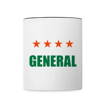 ★ Designfarben änderbar ★ General (4 Sterne) - Tasse zweifarbig - Weiß/Schwarz - Vorne