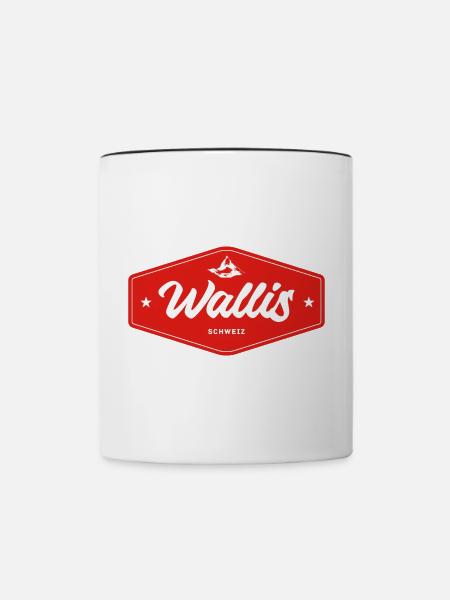 Wallis Alpen Retro Emblem - Tasse zweifarbig - Weiß/Schwarz