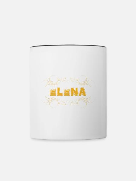 ELENA Schriftzug verziert - Tasse zweifarbig - Weiß/Schwarz