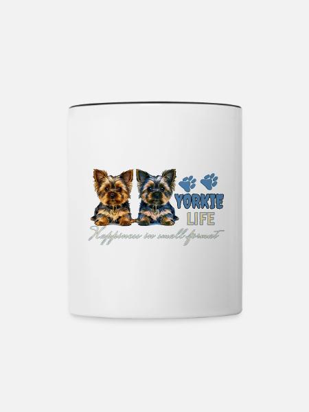 Yorkie-Welpen - Tasse zweifarbig - Weiß/Schwarz