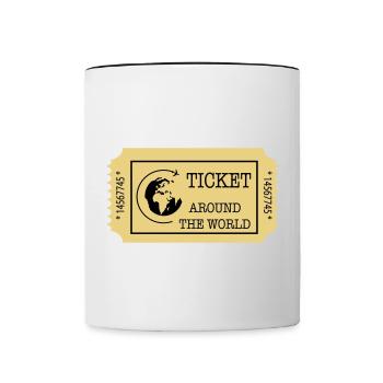 Around the World Ticket - Tasse zweifarbig - Weiß/Schwarz - Vorne