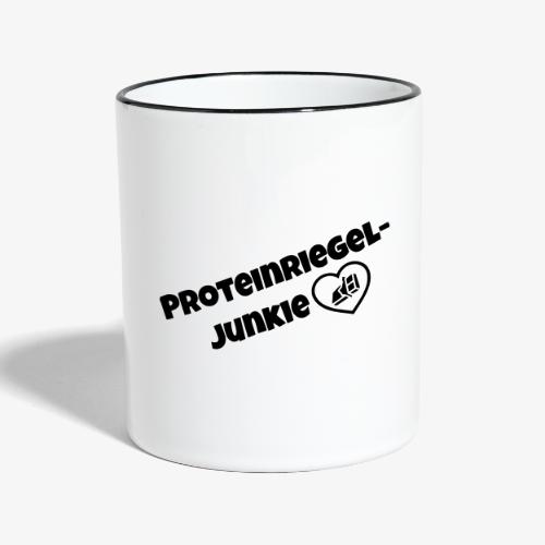 Proteinriegel Junkie Logo mit Riegelherz - Tasse zweifarbig