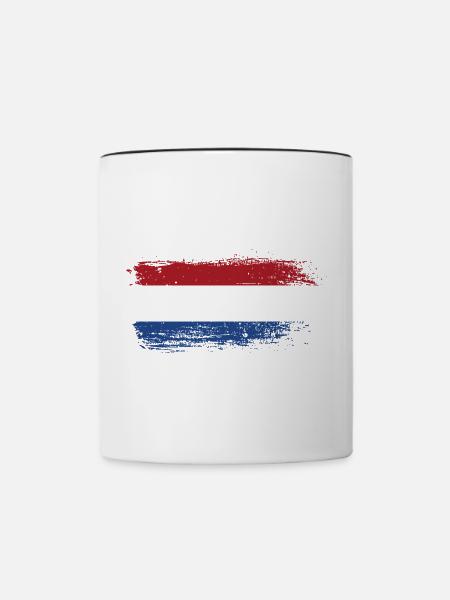 Pinselstrich Holländische Trikolore - Tasse zweifarbig - Weiß/Schwarz