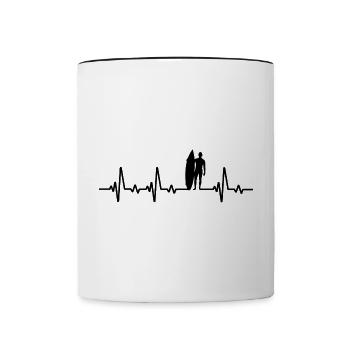 Surf Herzschlag Surfen Surfer - Tasse zweifarbig - Weiß/Schwarz - Vorne