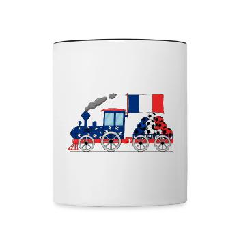 Frankreich Flagge Fußball Eisenbahn - Mug contrasté - blanc/noir - Devant