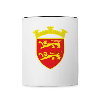 RED COAT OF ARMS LION TOWER GOLD COPYRIGHT RUNEMBERG - Contrasting Mug - white/black - Front