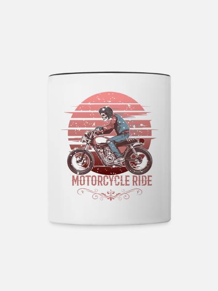 Motorradfahrer - Tasse zweifarbig - Weiß/Schwarz