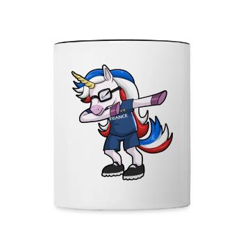 Unicorn supporter Team of France World Cup - Contrasting Mug - white/black - Front