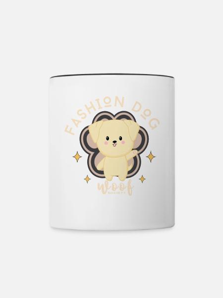 Bezaubernder Nähhund - Tasse zweifarbig - Weiß/Schwarz