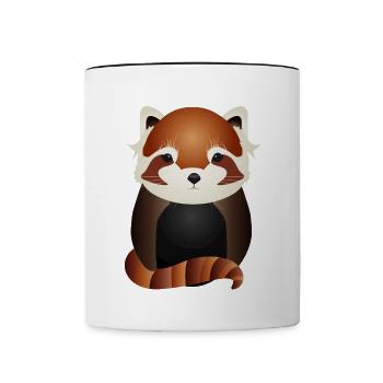 exotischer zauberhafter kleiner roter Panda Bär - Tasse zweifarbig - Weiß/Schwarz - Vorne