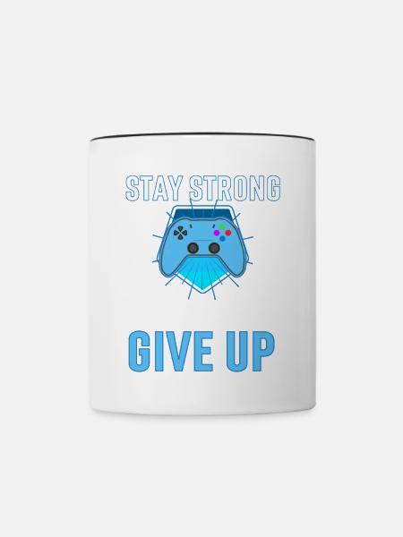 Never Give Up Gamer Hymne auf - Tasse zweifarbig - Weiß/Schwarz