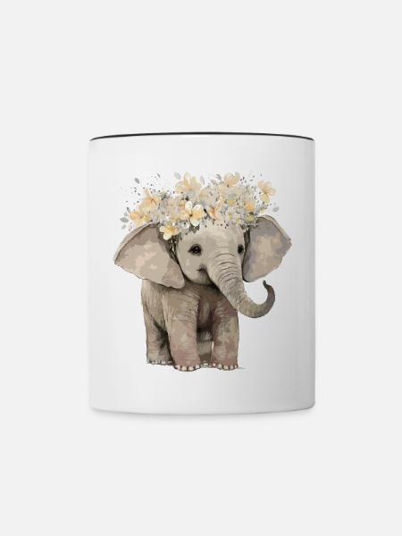 Süßer Elefant - Tasse zweifarbig - Weiß/Schwarz