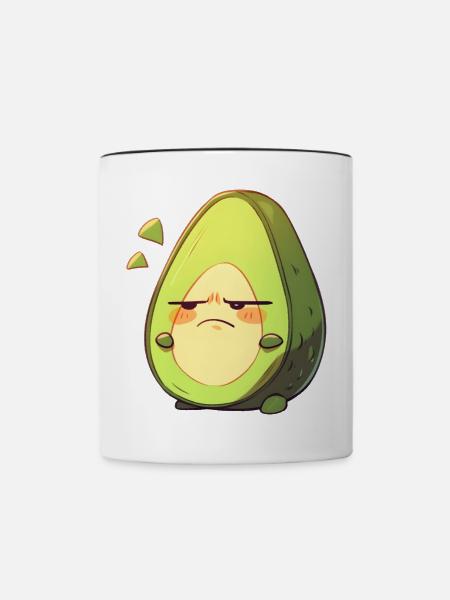 Wütende Avocado Cartoon Design - Tasse zweifarbig - Weiß/Schwarz