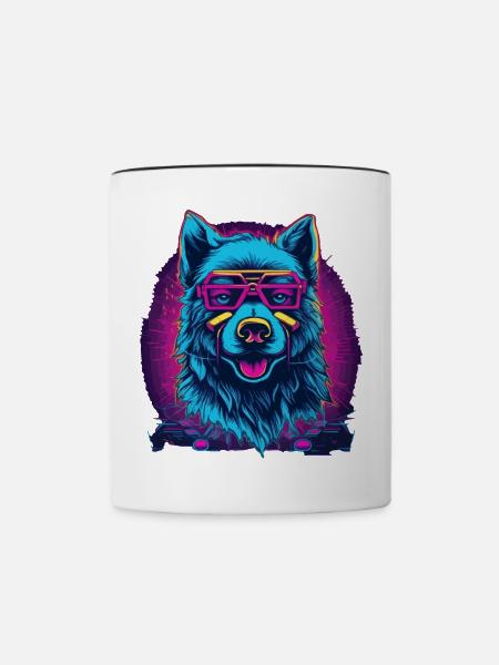 Neonwolf Retro Brillenwolf - Tasse zweifarbig - Weiß/Schwarz