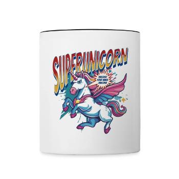 Licorne super-héros superpouvoirs bande dessinée surnaturelle - Mug contrasté - blanc/noir - Devant