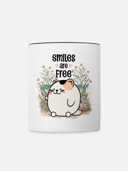 Smiles are Free - Tasse zweifarbig - Weiß/Schwarz