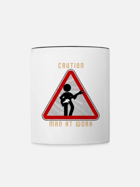 Caution MAN at work - Tasse zweifarbig - Weiß/Schwarz