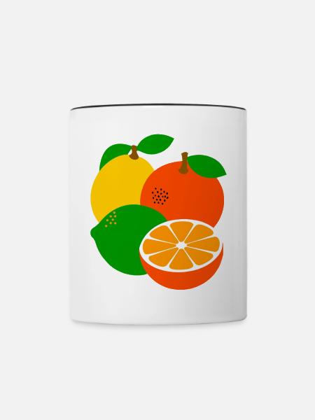 Früchte - Tasse zweifarbig - Weiß/Schwarz
