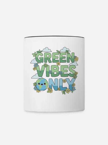 Green Vibes Only Eco Lifestyle - Tasse zweifarbig - Weiß/Schwarz