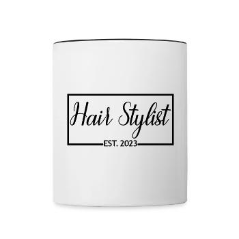 Coiffeur Est. 2023 Diplômé Coiffeur Cadeau - Mug contrasté - blanc/noir - Devant