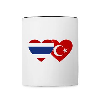 Coeur de drapeau de Thaïlande Türkiye - Mug contrasté - blanc/noir - Devant