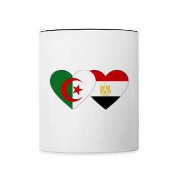 Algérie Egypte Drapeau Coeur - Mug contrasté - blanc/noir - Devant