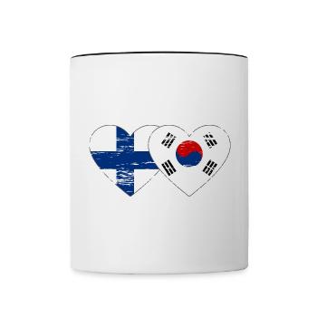 Finlande Corée du Sud drapeau coeur utilisé - Mug contrasté - blanc/noir - Devant