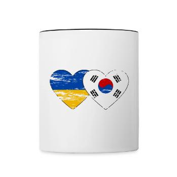 Ukraine Südkorea Flagge Herz used - Tasse zweifarbig - Weiß/Schwarz - Vorne