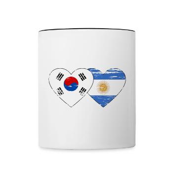 Corée du Sud Argentine Drapeau Coeur Utilisé - Mug contrasté - blanc/noir - Devant
