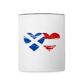 Ecosse Autriche drapeau coeur utilisé - Mug contrasté - blanc/noir - Devant