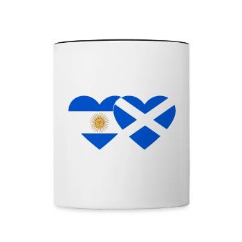 Argentine Ecosse Drapeau Coeur - Mug contrasté - blanc/noir - Devant