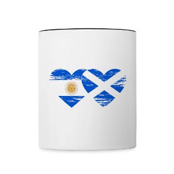 Argentina Scotland Flag Heart Used - Contrasting Mug - white/black - Front