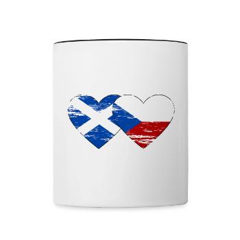 Ecosse République Tchèque Drapeau Coeur Utilisé - Mug contrasté - blanc/noir - Devant