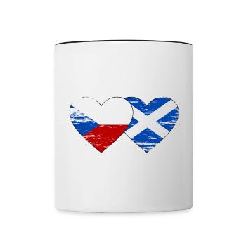 Czech Republic Scotland flag heart used - Contrasting Mug - white/black - Front
