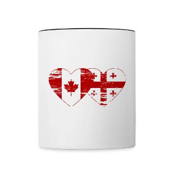 Coeur de drapeau du Canada Géorgie utilisé - Mug contrasté - blanc/noir - Devant
