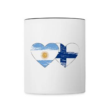 Argentina Finland Flag Heart Used - Contrasting Mug - white/black - Front