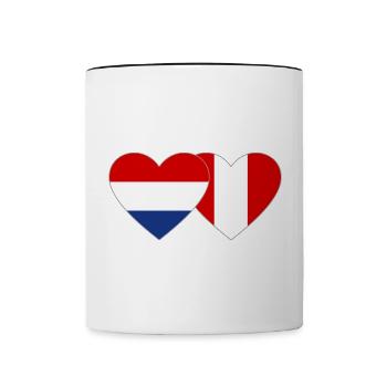 Hollande Pérou drapeau coeur - Mug contrasté - blanc/noir - Devant