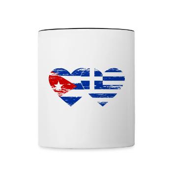 Cuba Grèce Drapeau Coeur Utilisé - Mug contrasté - blanc/noir - Devant