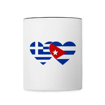 Griechenland Kuba Flagge Herz - Tasse zweifarbig - Weiß/Schwarz - Vorne