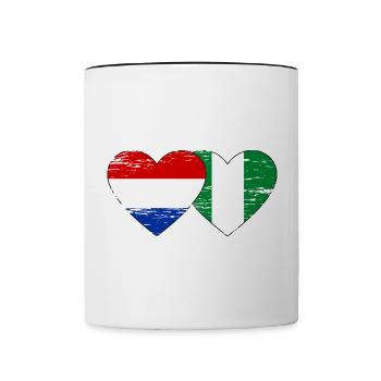 Holland Nigeria Flag Heart Used - Contrasting Mug - white/black - Front