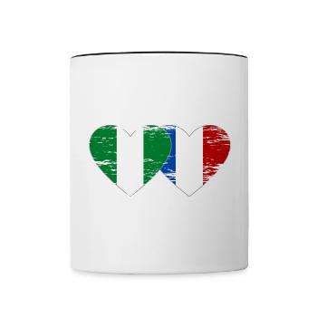 Drapeau du Nigeria France coeur utilisé - Mug contrasté - blanc/noir - Devant